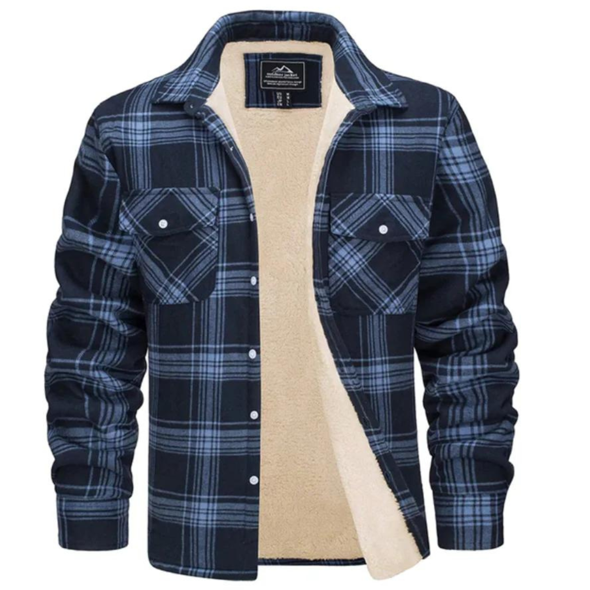 Chemise Overshirt en Flanel avec Doublure Sherpa et Motif Carreaux
