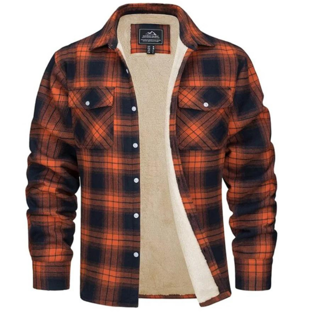 Chemise Overshirt en Flanel avec Doublure Sherpa et Motif Carreaux