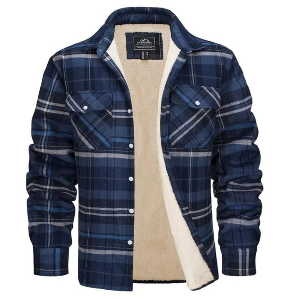 Chemise Overshirt en Flanel avec Doublure Sherpa et Motif Carreaux