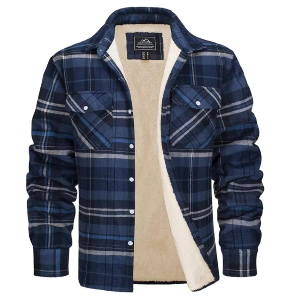 Chemise Overshirt en Flanel avec Doublure Sherpa et Motif Carreaux