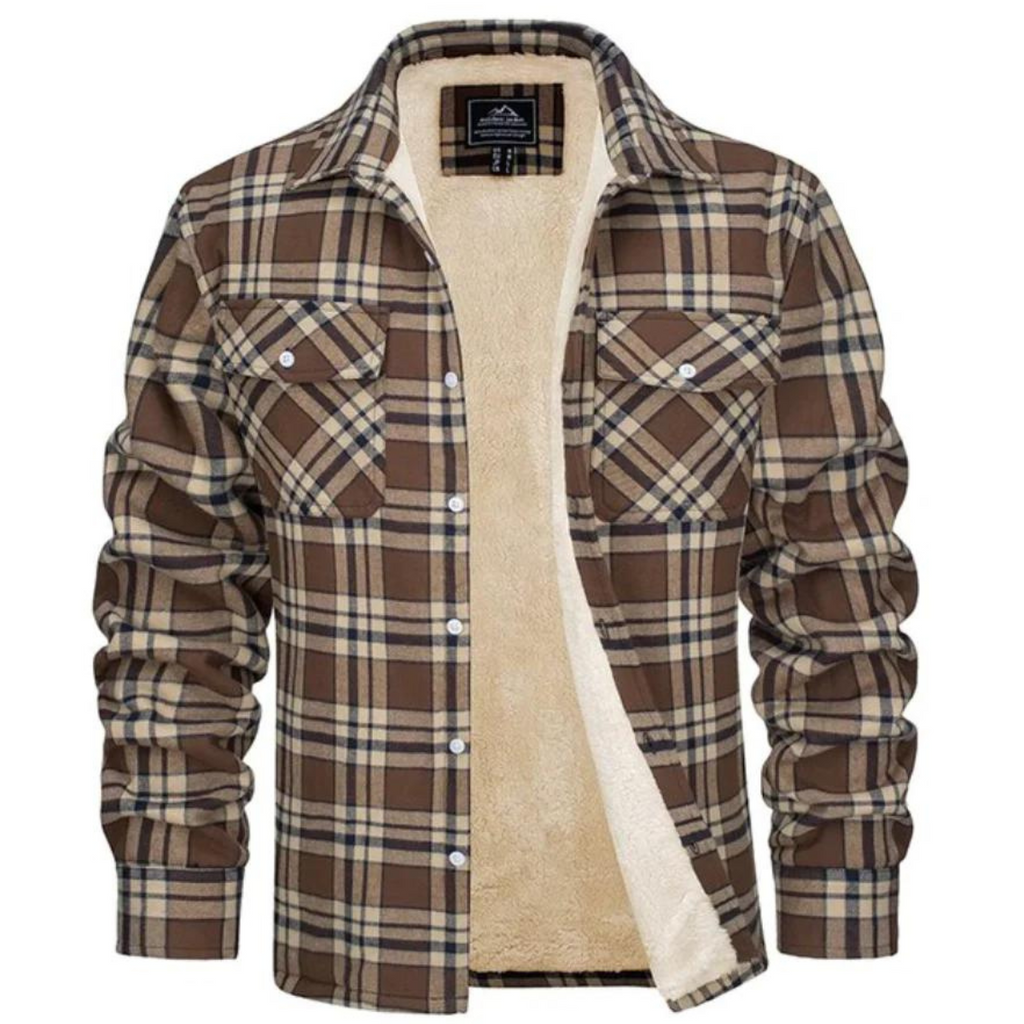 Chemise Overshirt en Flanel avec Doublure Sherpa et Motif Carreaux
