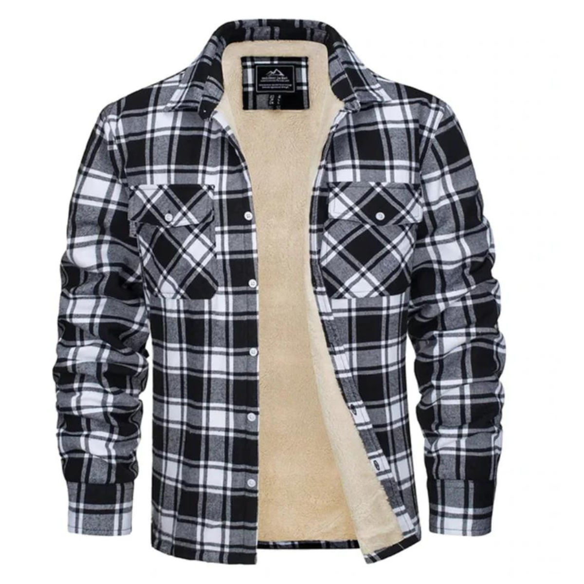 Chemise Overshirt en Flanel avec Doublure Sherpa et Motif Carreaux