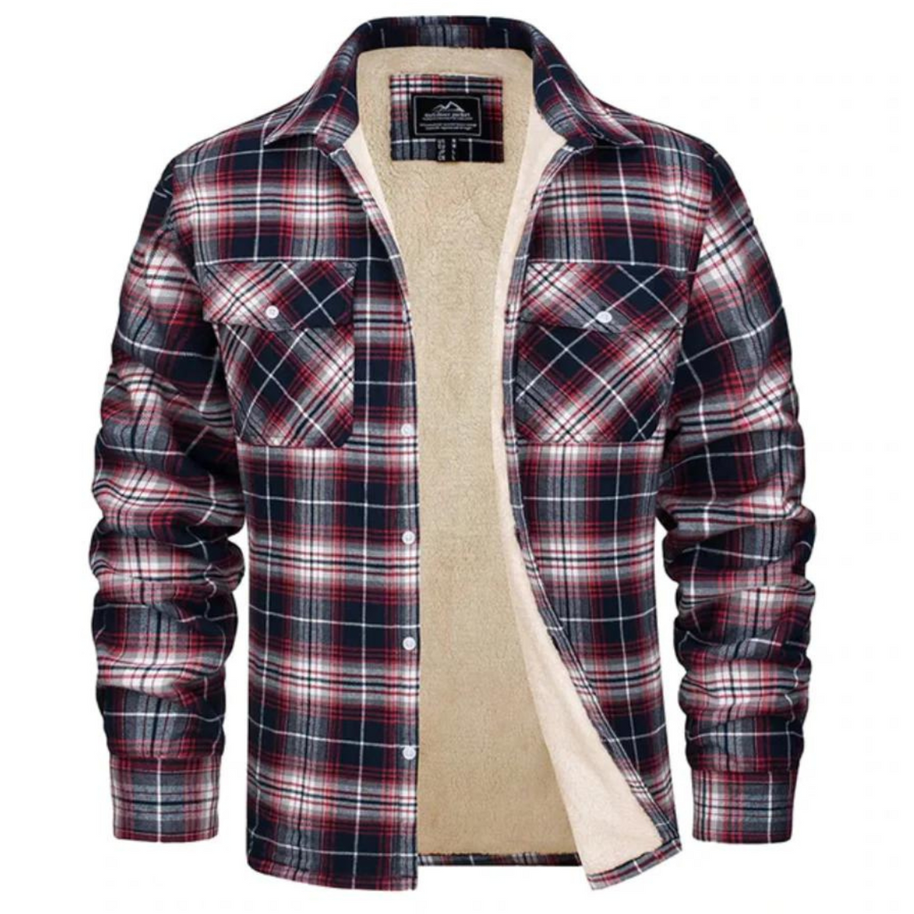 Chemise Overshirt en Flanel avec Doublure Sherpa et Motif Carreaux