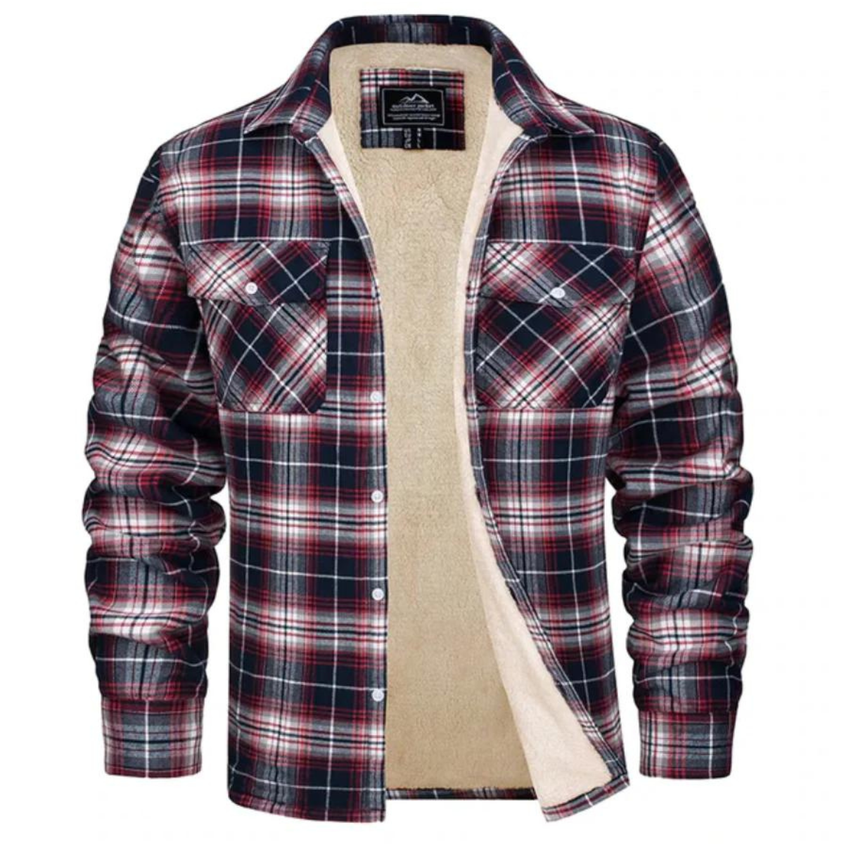 Chemise Overshirt en Flanel avec Doublure Sherpa et Motif Carreaux