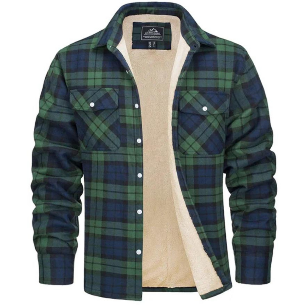 Chemise Overshirt en Flanel avec Doublure Sherpa et Motif Carreaux