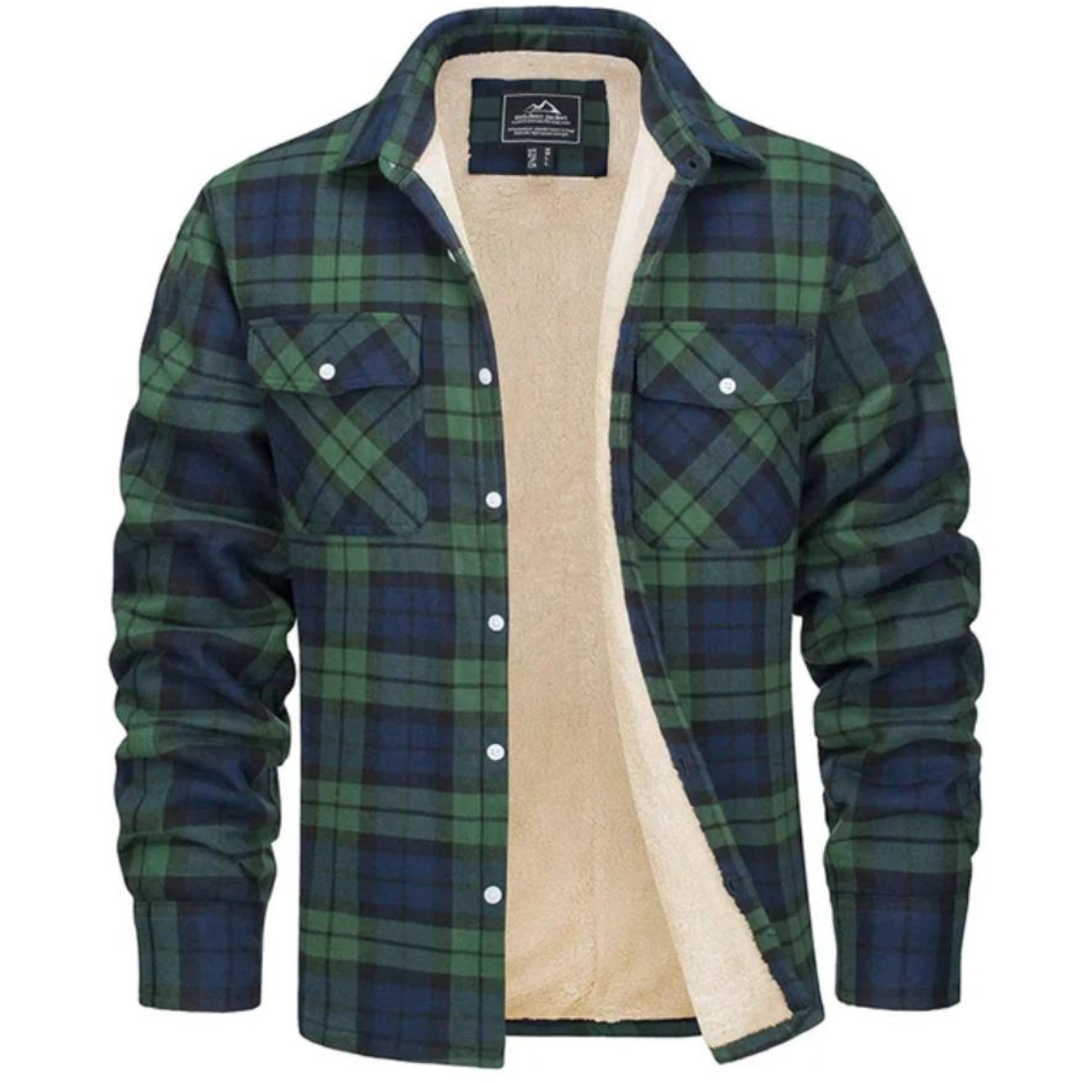 Chemise Overshirt en Flanel avec Doublure Sherpa et Motif Carreaux