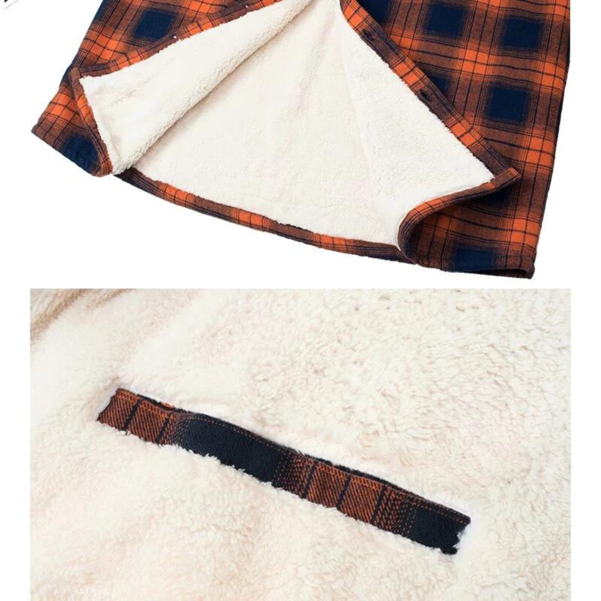 Chemise Overshirt en Flanel avec Doublure Sherpa et Motif Carreaux