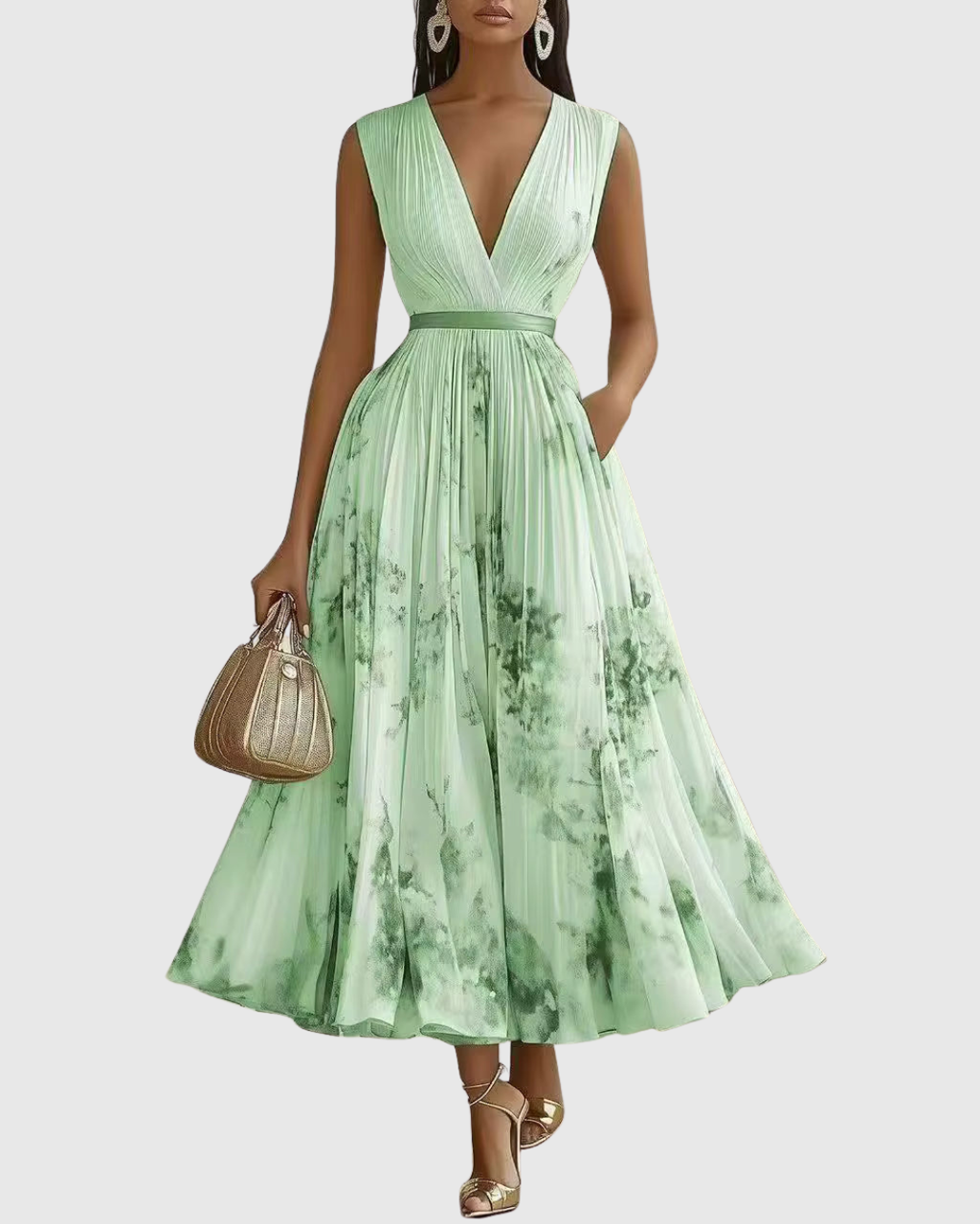 Luna Belle | Robe Maxi Flottante avec Décolleté en V et Motif Floral
