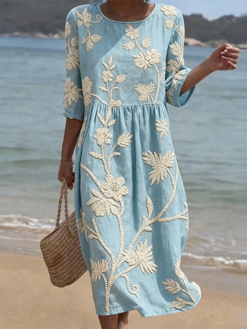 Elena | Robe midi à fleurs avec une touche vintage