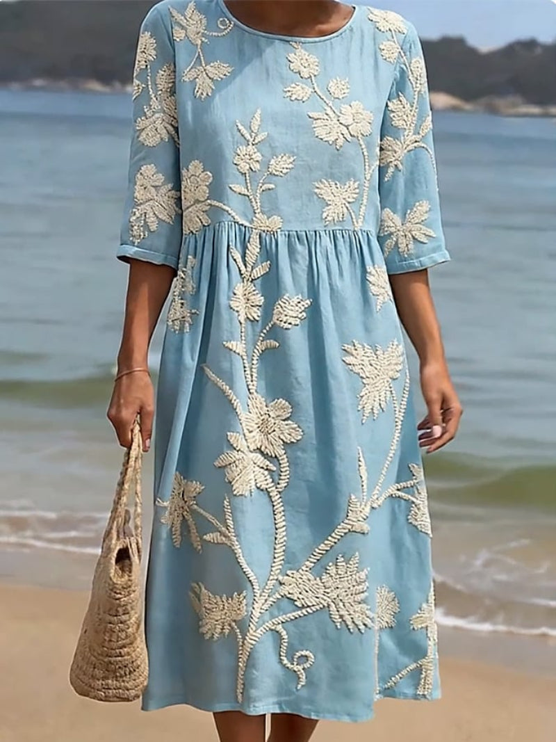 Elena | Robe midi à fleurs avec une touche vintage