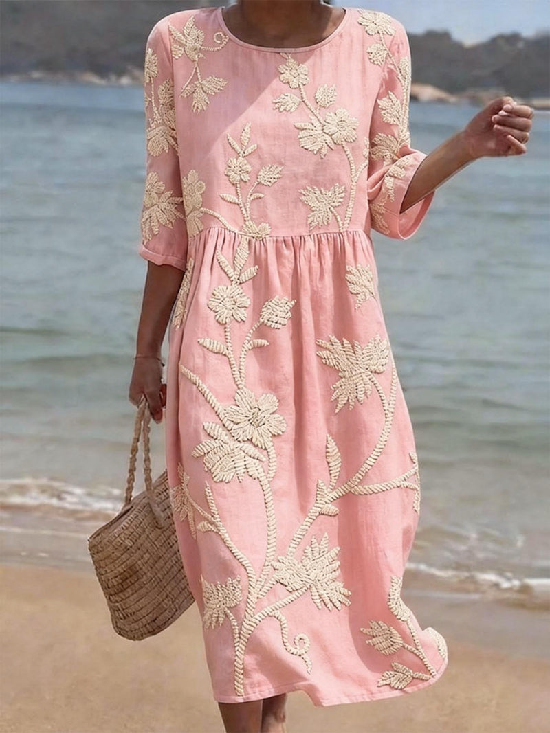Elena | Robe midi à fleurs avec une touche vintage
