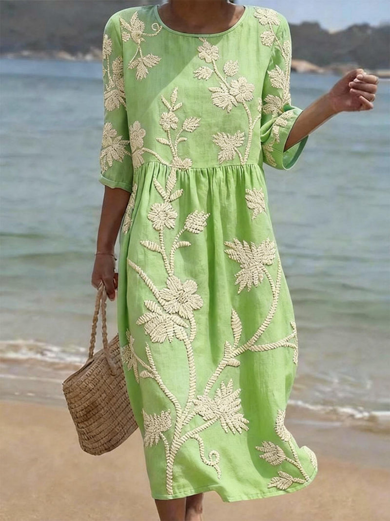 Elena | Robe midi à fleurs avec une touche vintage