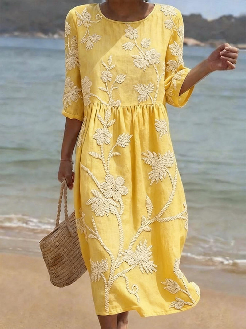 Elena | Robe midi à fleurs avec une touche vintage