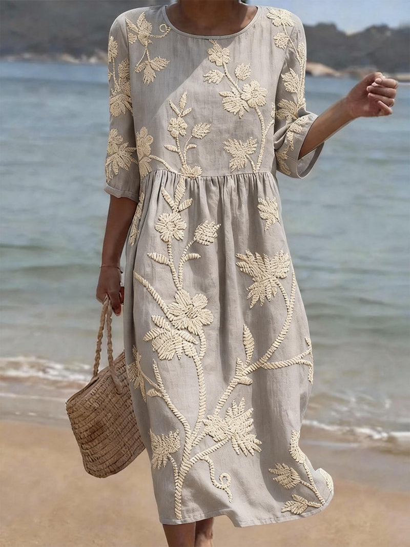 Elena | Robe midi à fleurs avec une touche vintage