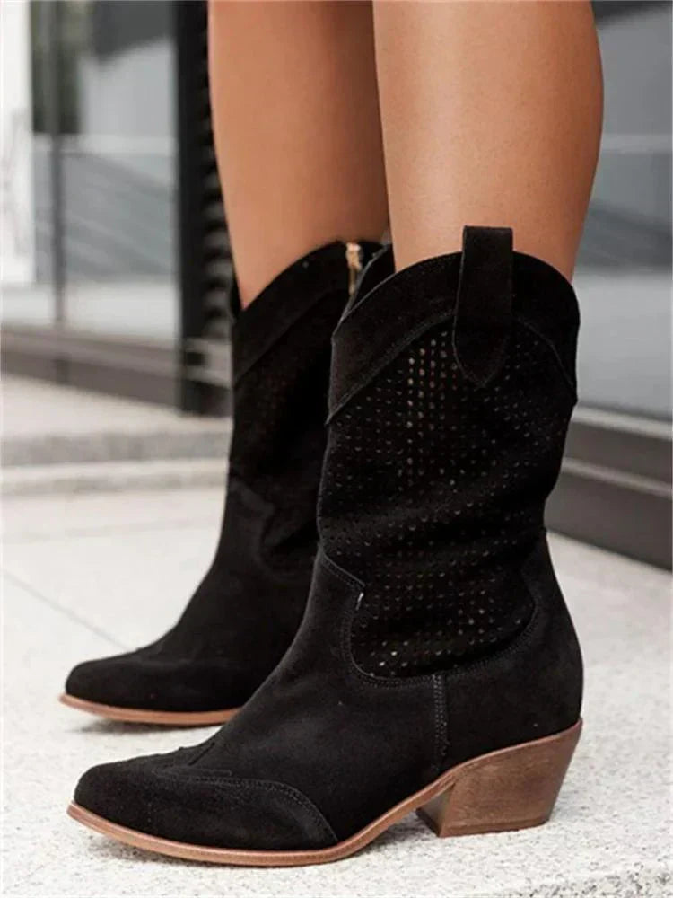 Bottes de cowboy courtes avec motif perforé