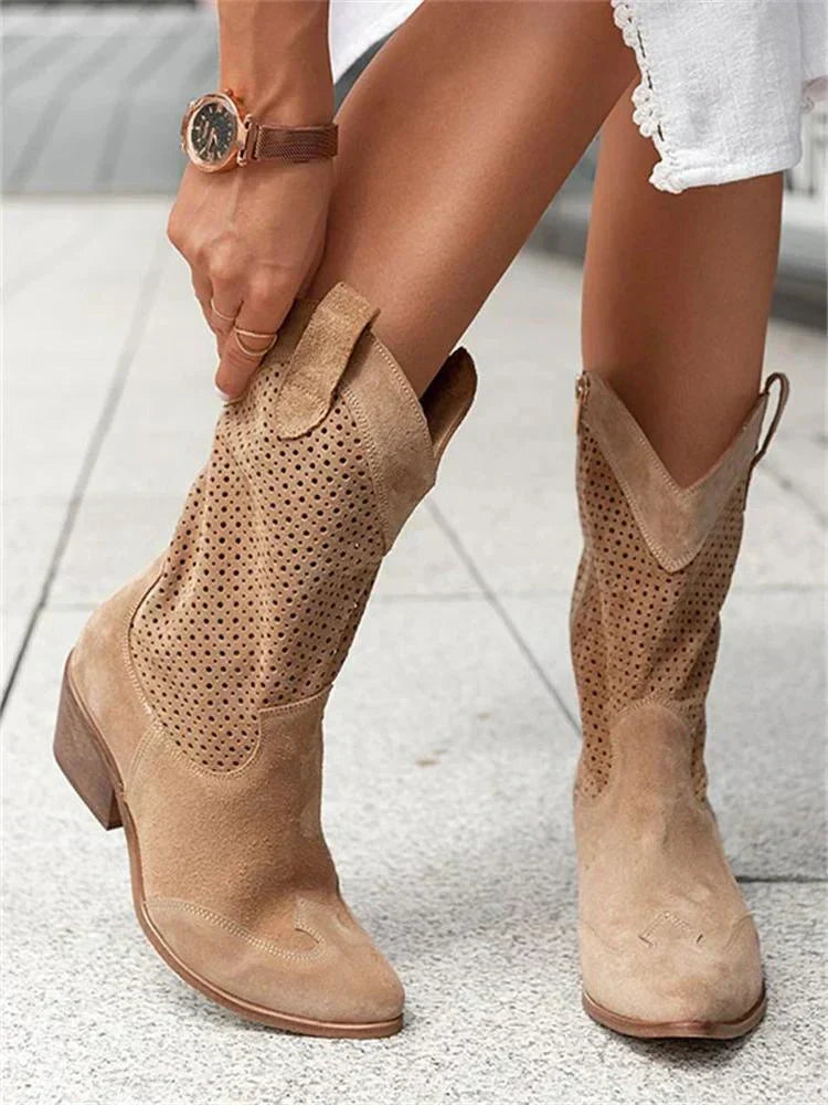 Bottes de cowboy courtes avec motif perforé