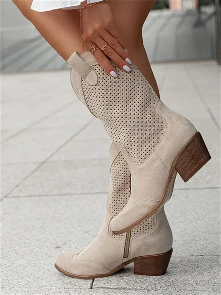 Bottes de cowboy courtes avec motif perforé