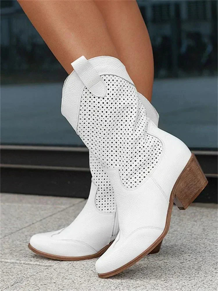 Bottes de cowboy courtes avec motif perforé