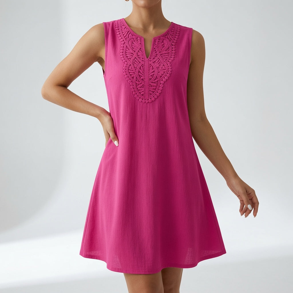 Greteph | Robe midi élégante avec décolleté brodé