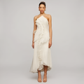 Eileen - Robe longue fluide à dos nu, avec volants plissés en cascade