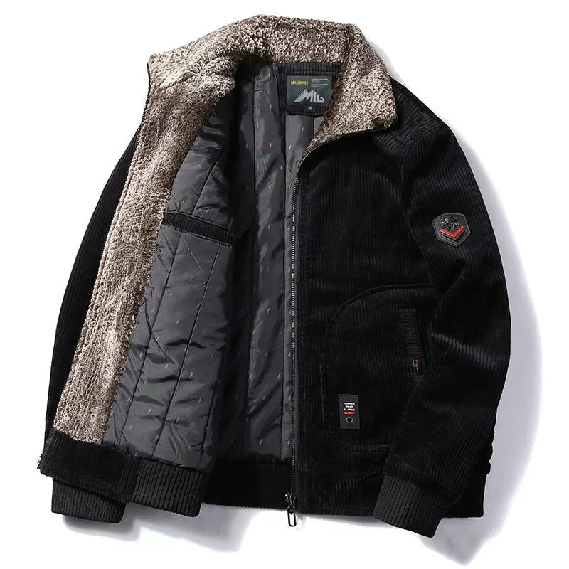 Veste bomber pour hommes avec col en peluche et poches