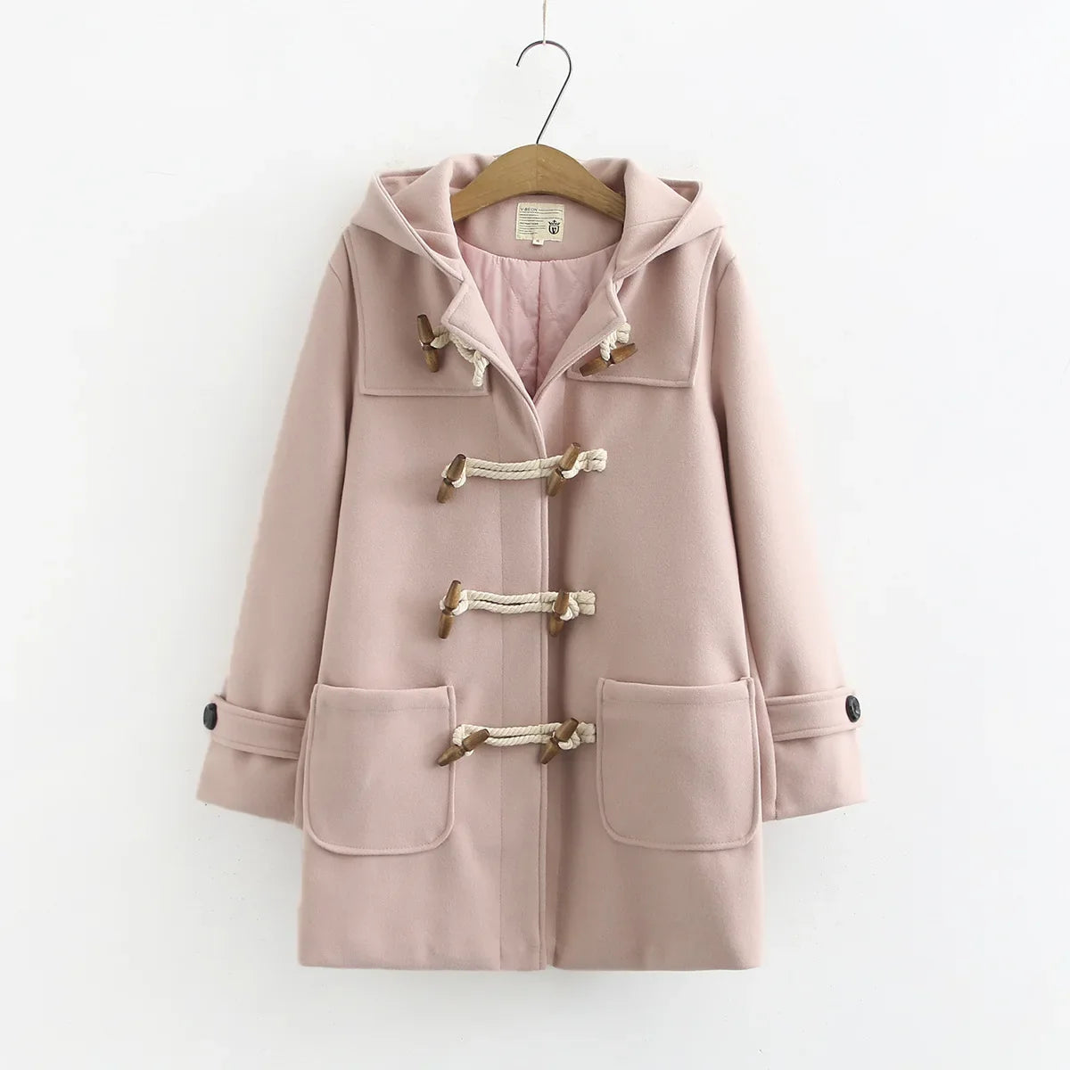 Duffle-Coat en Polyester Femme – Capuche et Boutons Corne Coupe Ample