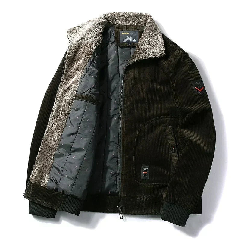 Veste bomber pour hommes avec col en peluche et poches