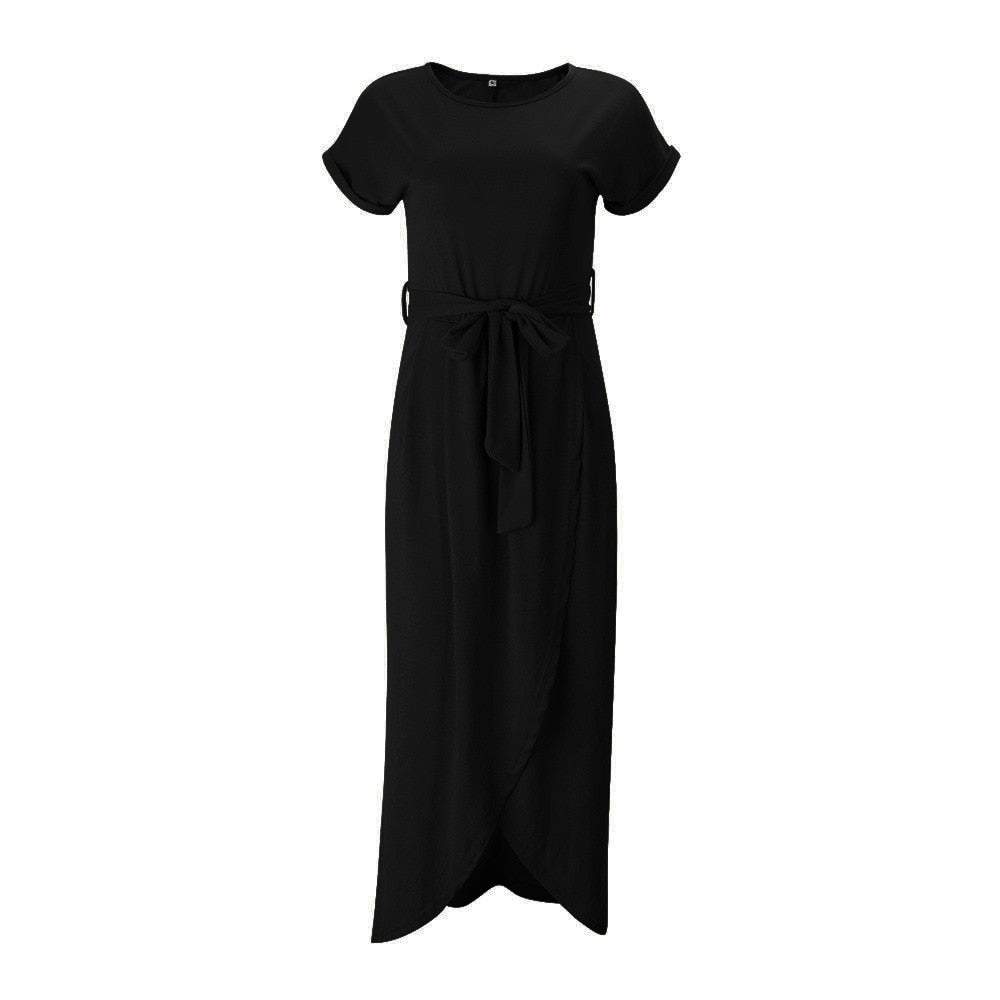 Robe Maxi Avec Fente Et Ceinture À Nouer Pour Femme | Idéale Pour Les Occasions Estivales