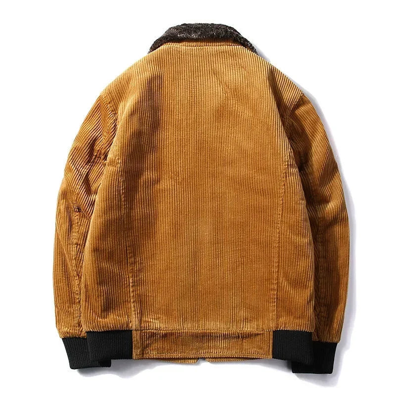 Veste bomber pour hommes avec col en peluche et poches