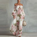 Robe maxi femme épaules dénudées à imprimé floral