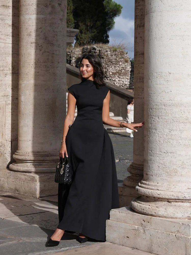Robe Longue Sans Manches Avec Col Montant Pour Femmes | Idéal Pour Soirées Et Événements Formels