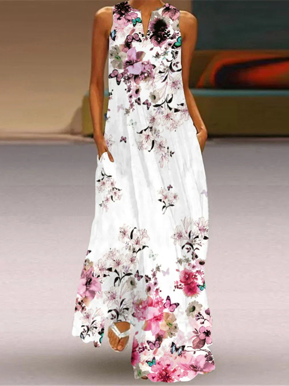 Aurelia™ Robe A-line avec design floral de papillons
