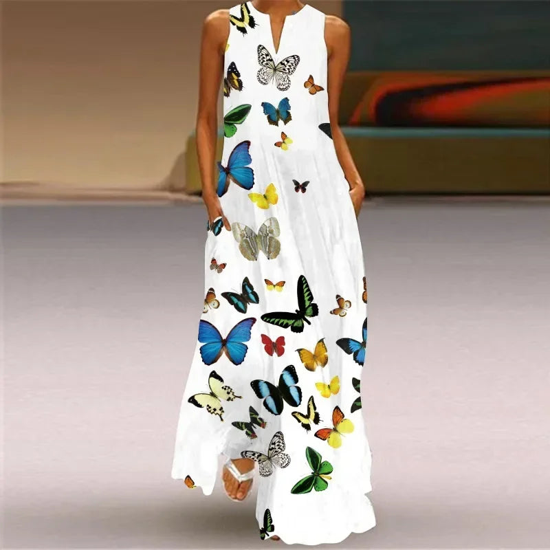 Aurelia™ Robe A-line avec design floral de papillons