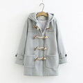 Duffle-Coat en Polyester Femme – Capuche et Boutons Corne Coupe Ample