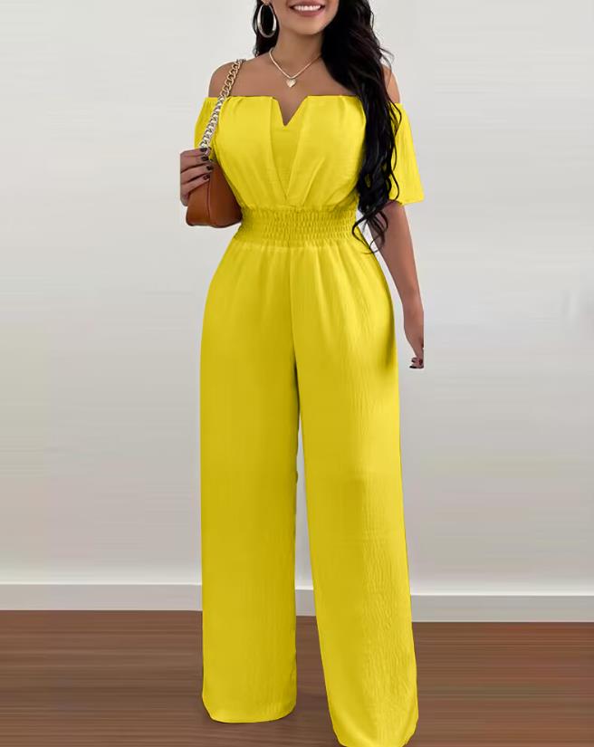 Combinaison Épaules Dénudées Avec Taille Élastique Pour Femme | Idéal Pour Sorties Décontractées Et Usage Quotidien