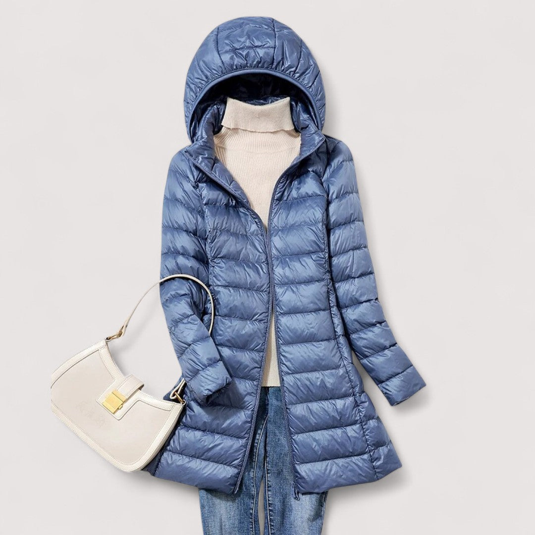 Angela - Manteau d'Hiver Long Élégant et Matelassé