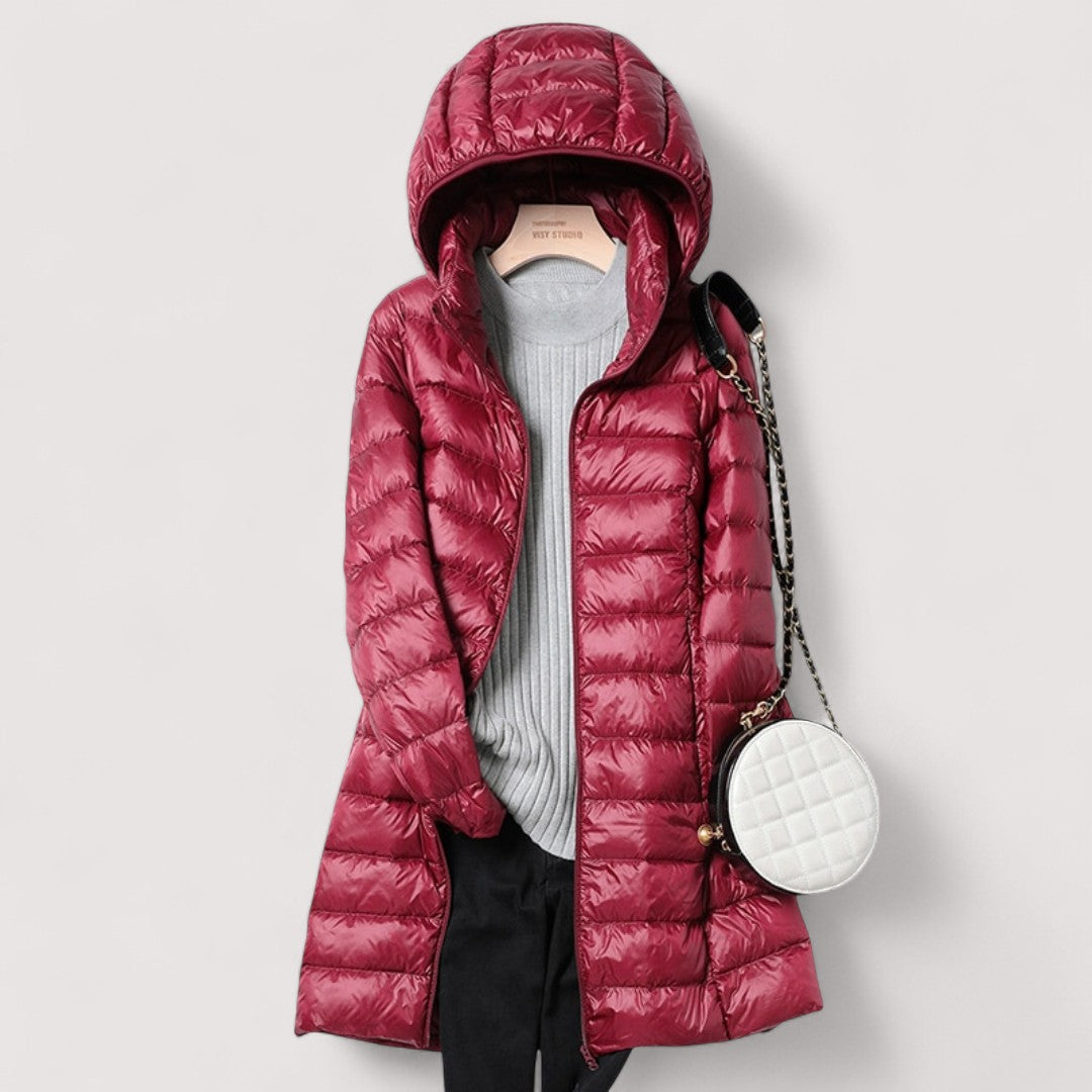 Angela - Manteau d'Hiver Long Élégant et Matelassé