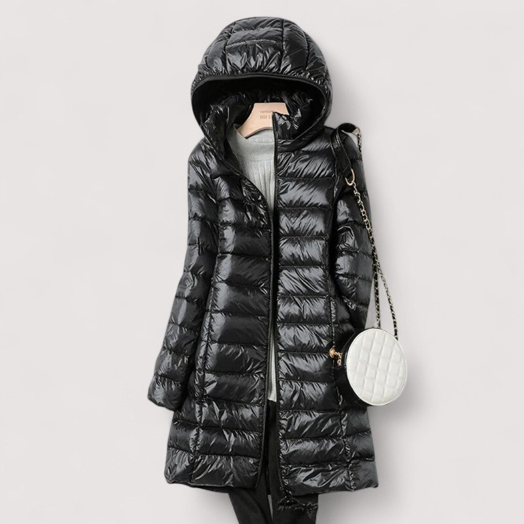Angela - Manteau d'Hiver Long Élégant et Matelassé