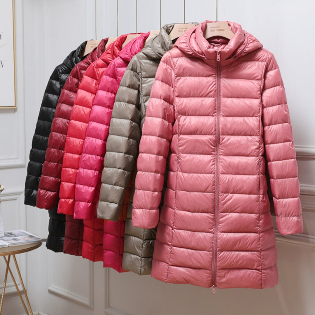Angela - Manteau d'Hiver Long Élégant et Matelassé