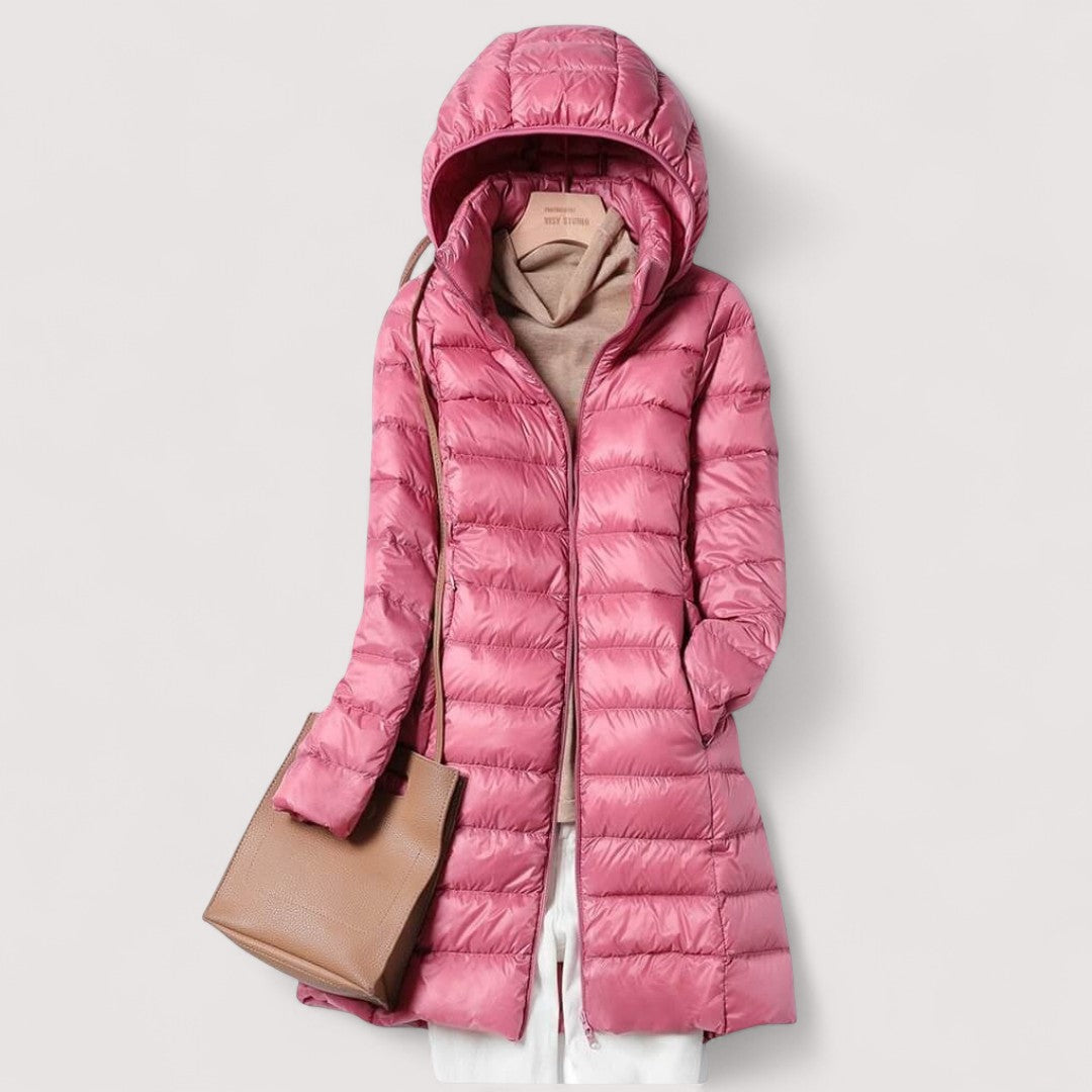 Angela - Manteau d'Hiver Long Élégant et Matelassé