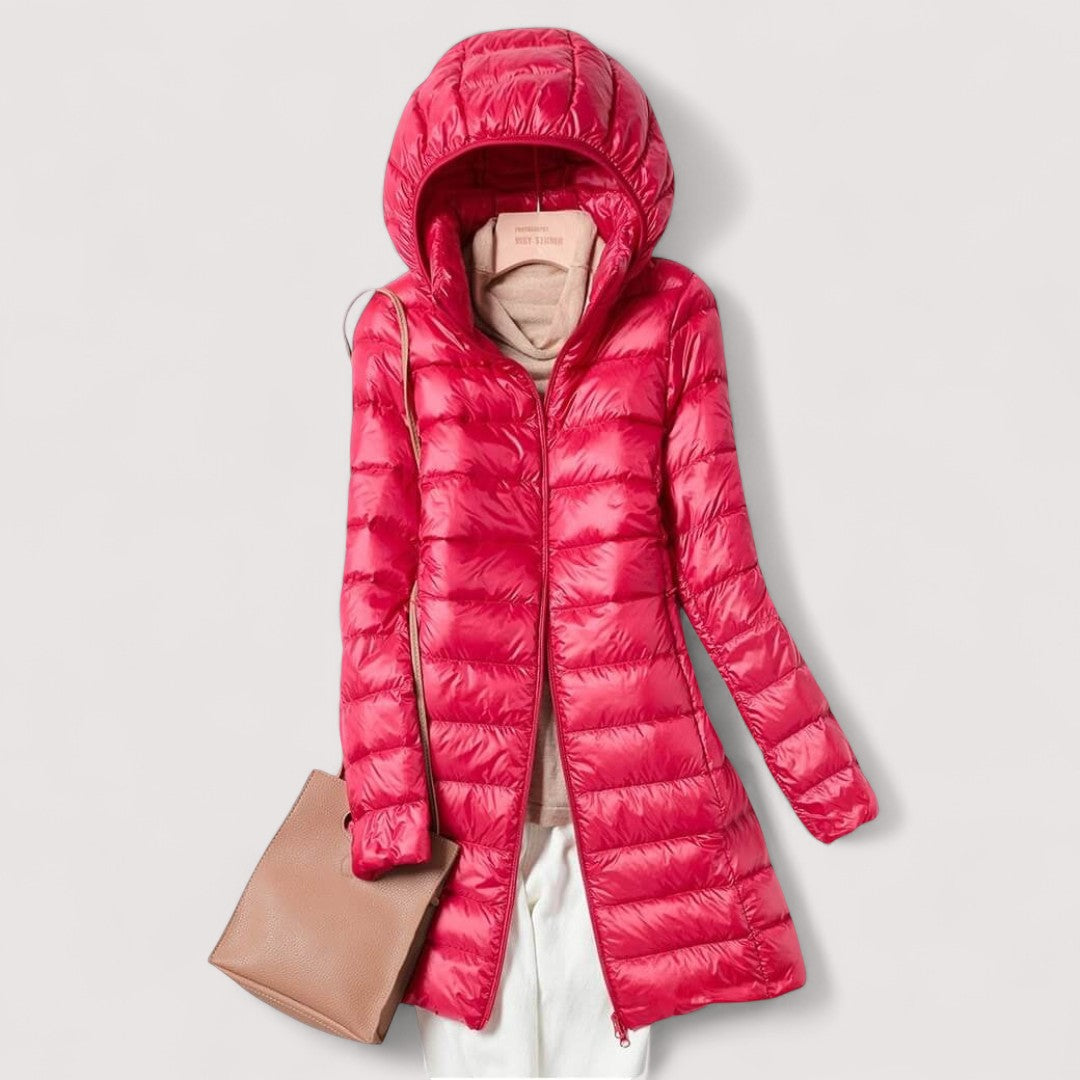 Angela - Manteau d'Hiver Long Élégant et Matelassé