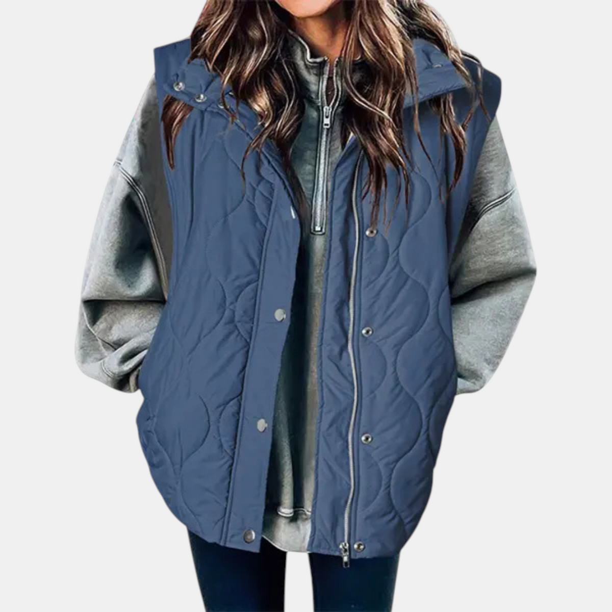 Gilet pour femmes avec boutons et poches, capuche