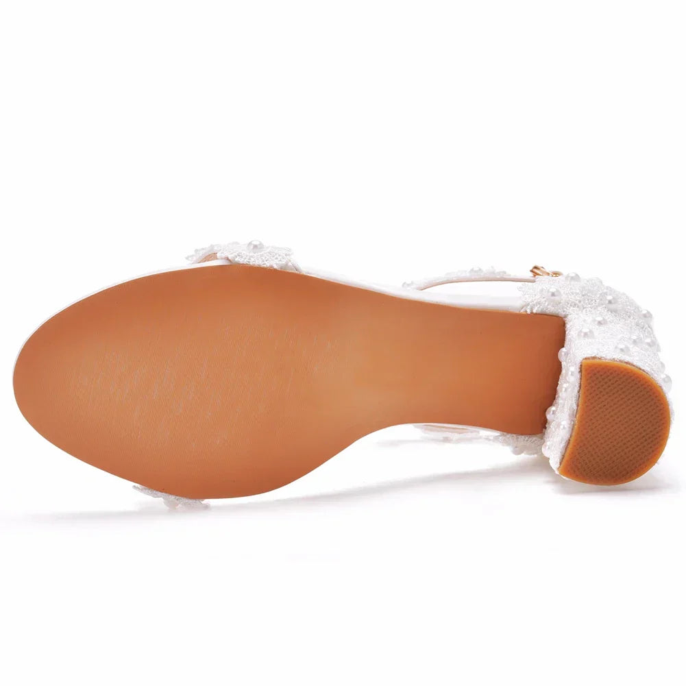 Sandales Peep Toe À Talon Carré Avec Décoration Perlée Pour Femmes | Idéal Pour Les Occasions Et La Saison Chaude