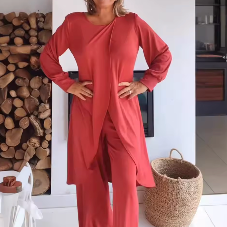 Haven | Ensemble Deux Pièces Femme Haut Tunique à Manches Longues Pantalon Large