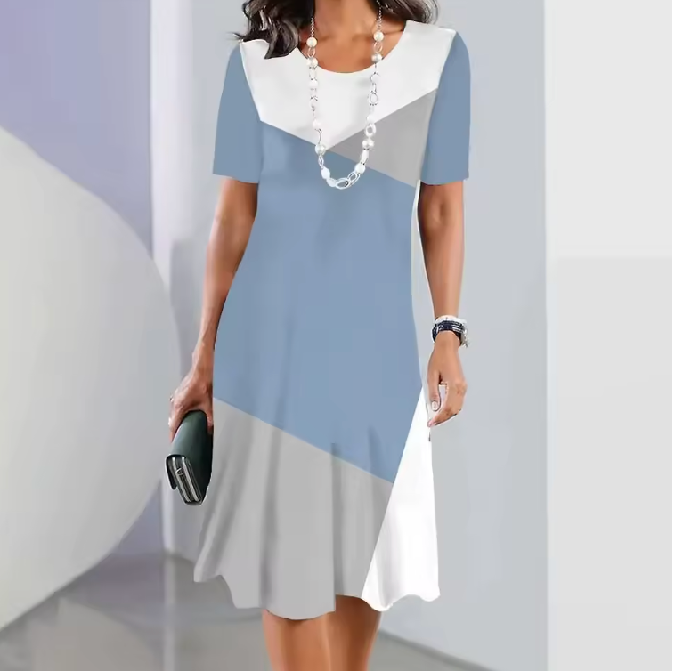 Vivid | Robe Midi Imprimée Femme à Manches Courtes A-Line Décontractée