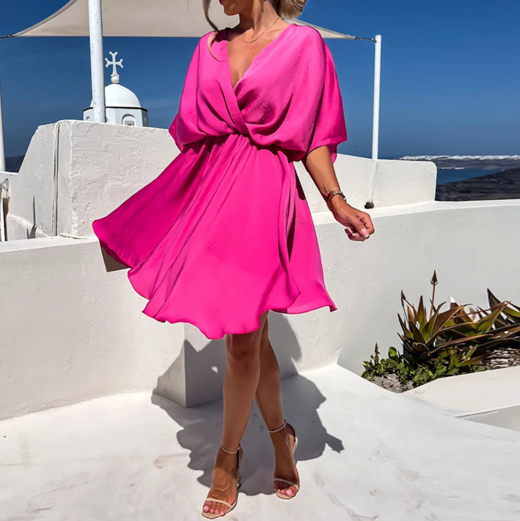 Jana | Robe mini à col en V pour femmes avec manches courtes