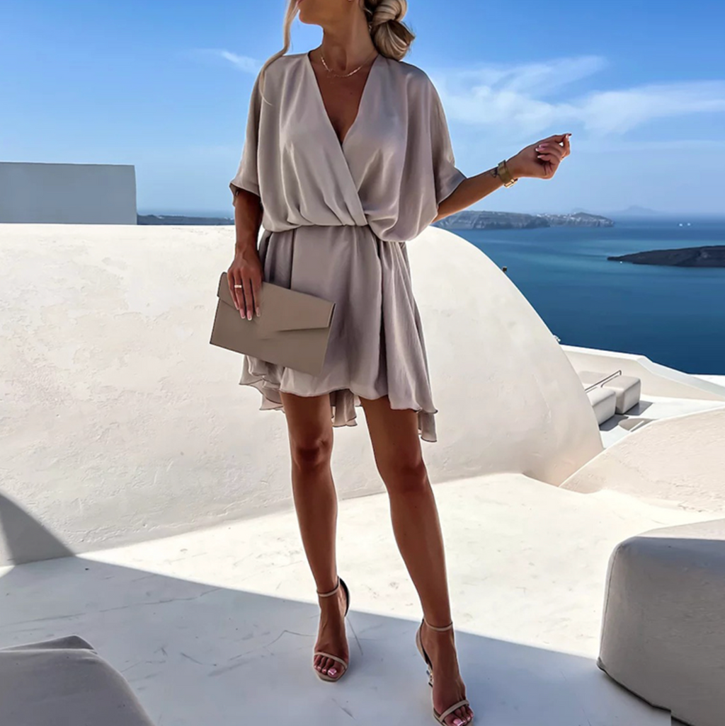 Jana | Robe mini à col en V pour femmes avec manches courtes