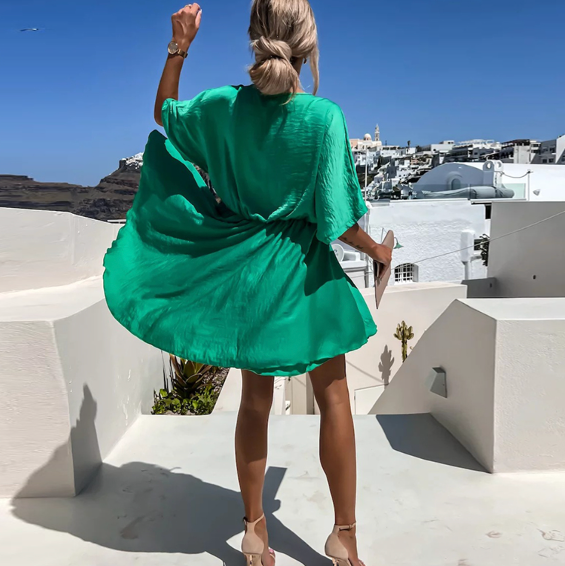 Jana | Robe mini à col en V pour femmes avec manches courtes
