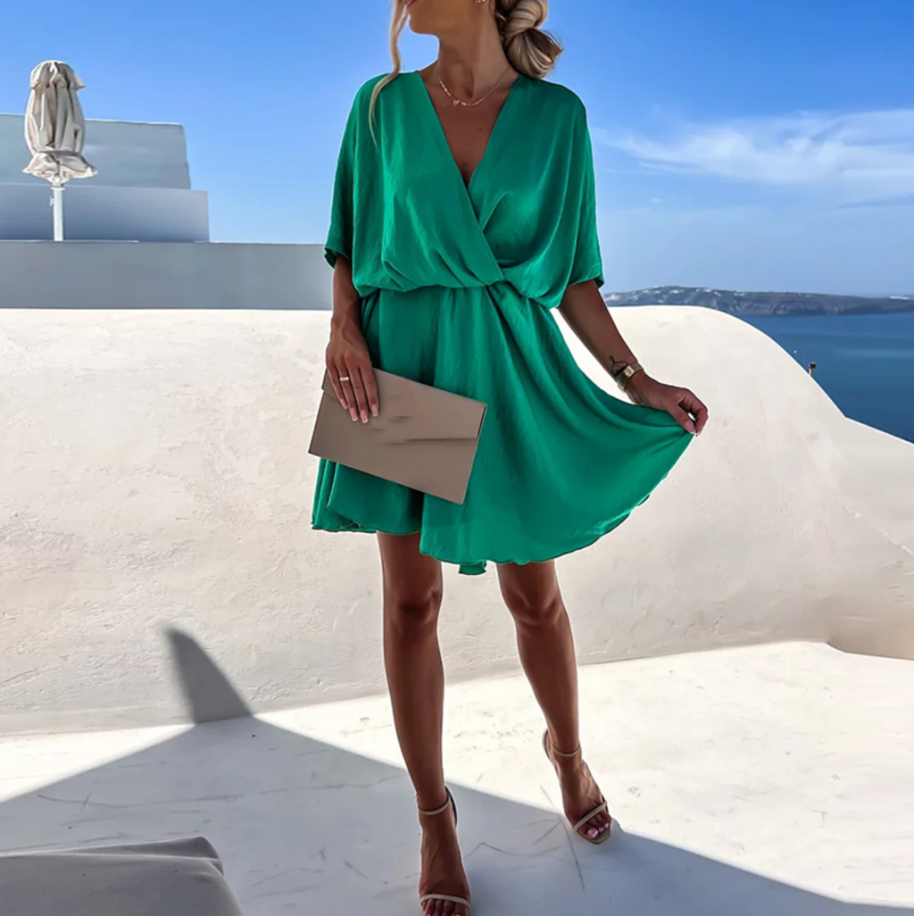 Jana | Robe mini à col en V pour femmes avec manches courtes