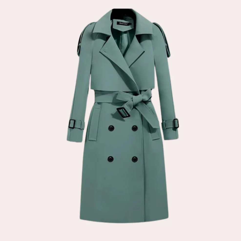 Manteau Trench Long Femme avec Ceinture et Col Classique